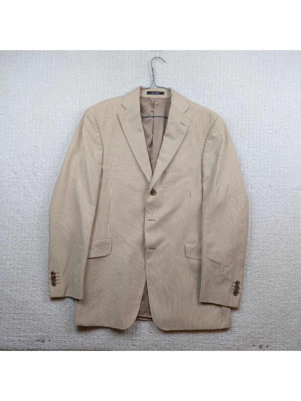 Arnold Brant Silk / Wool Blazer Pin Striped Cream Beige Sport Coat Men’s 42R